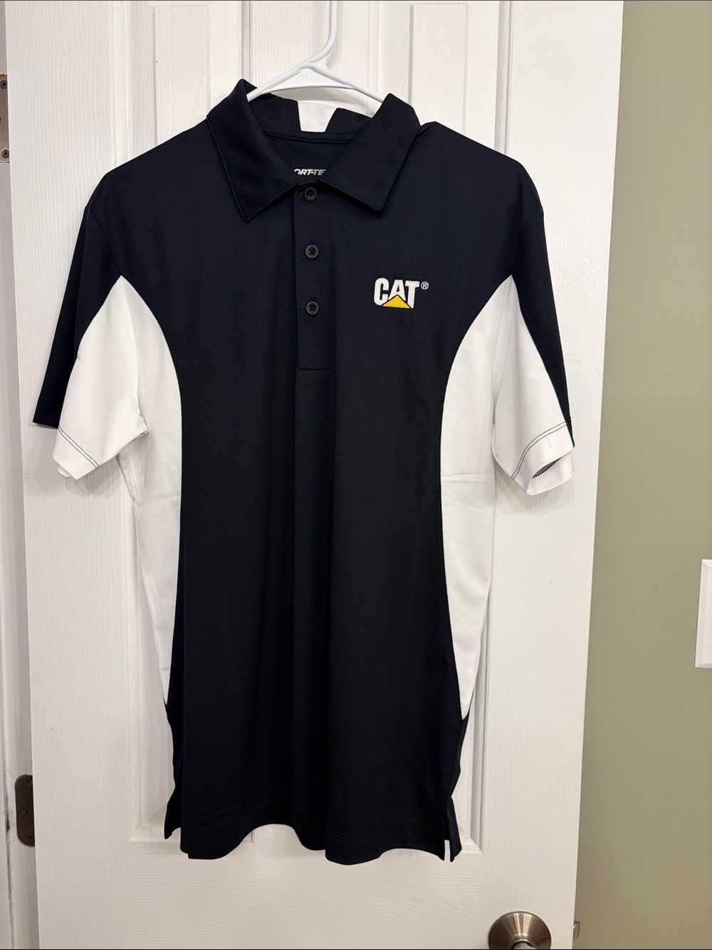 Caterpillar Black & White Short-Sleeve Polo
